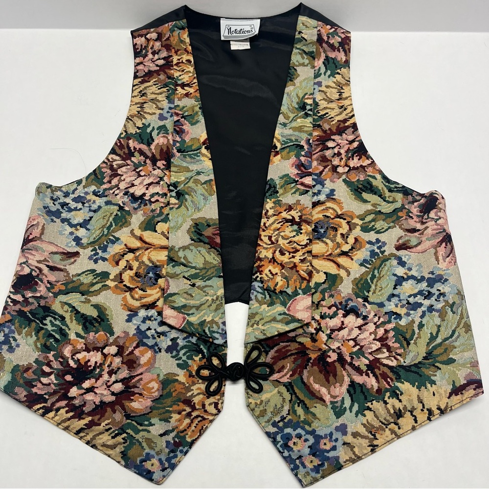 Notations Multicolor Floral Vest with Black Interior